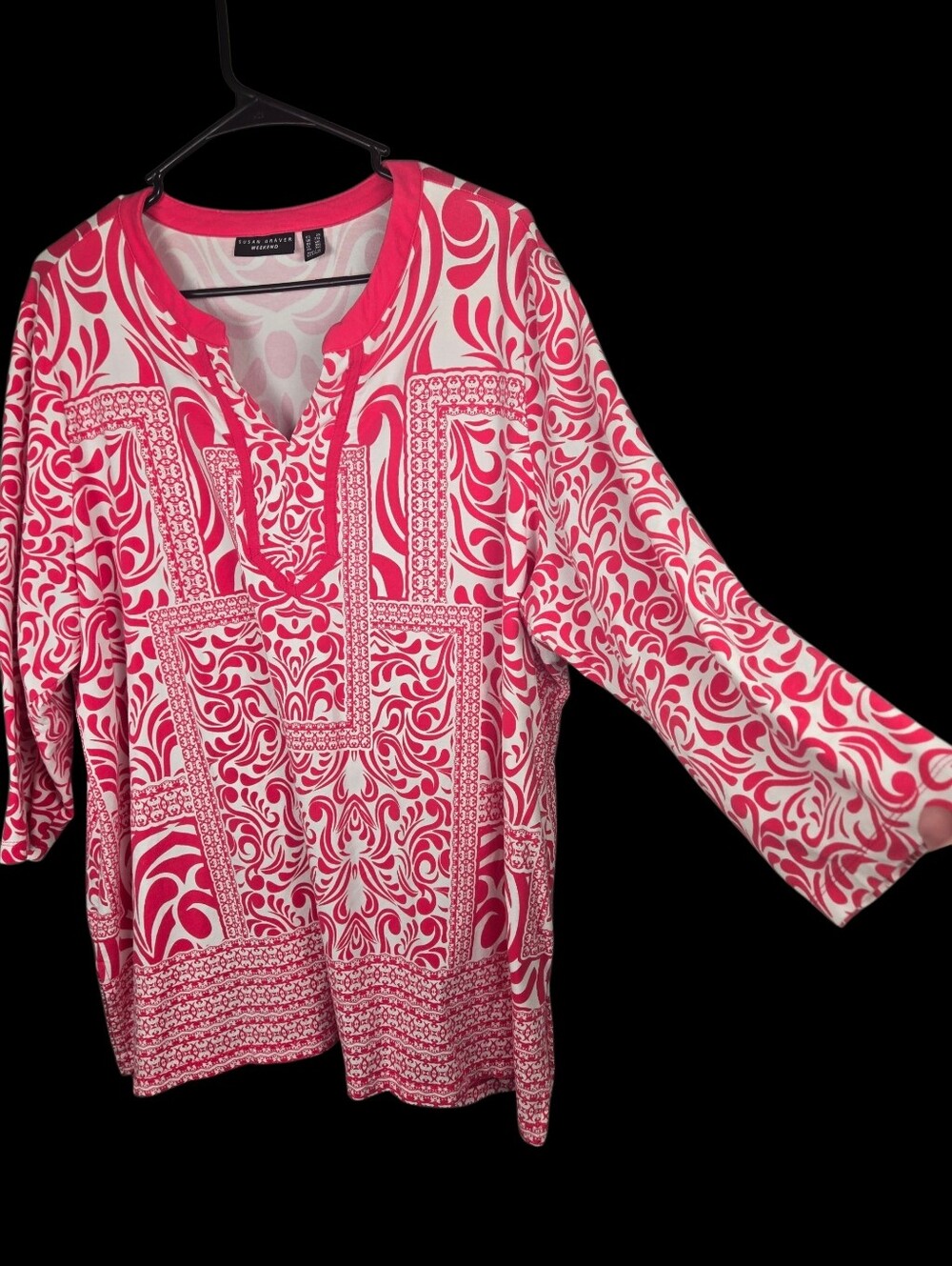 Susan Graver Weekend Womens 3/4 Sleeve Top, 2XL Summer Preppy Workwear